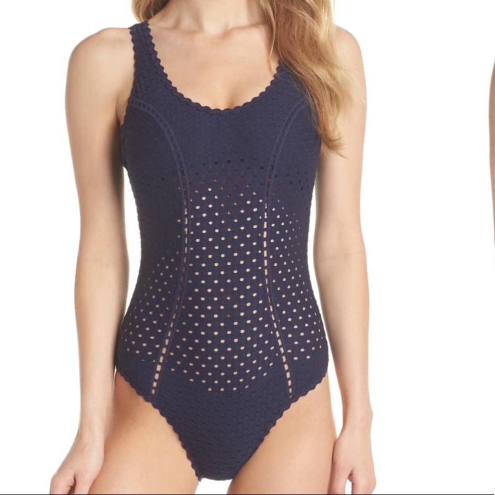 Eyelet Tank OnePiece Bathing Suit Gem